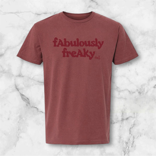 fAbulously freAky vintage t-shirt in the color Brick - front view